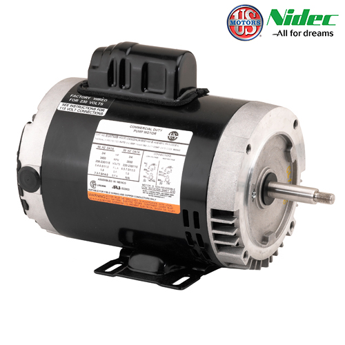 Image 1/3HP 3600 115/208-230/1/60-50 ODP 56J Commercial Pump Motors REMOVABLE BASE AUTO OVERLOAD 1.75SF